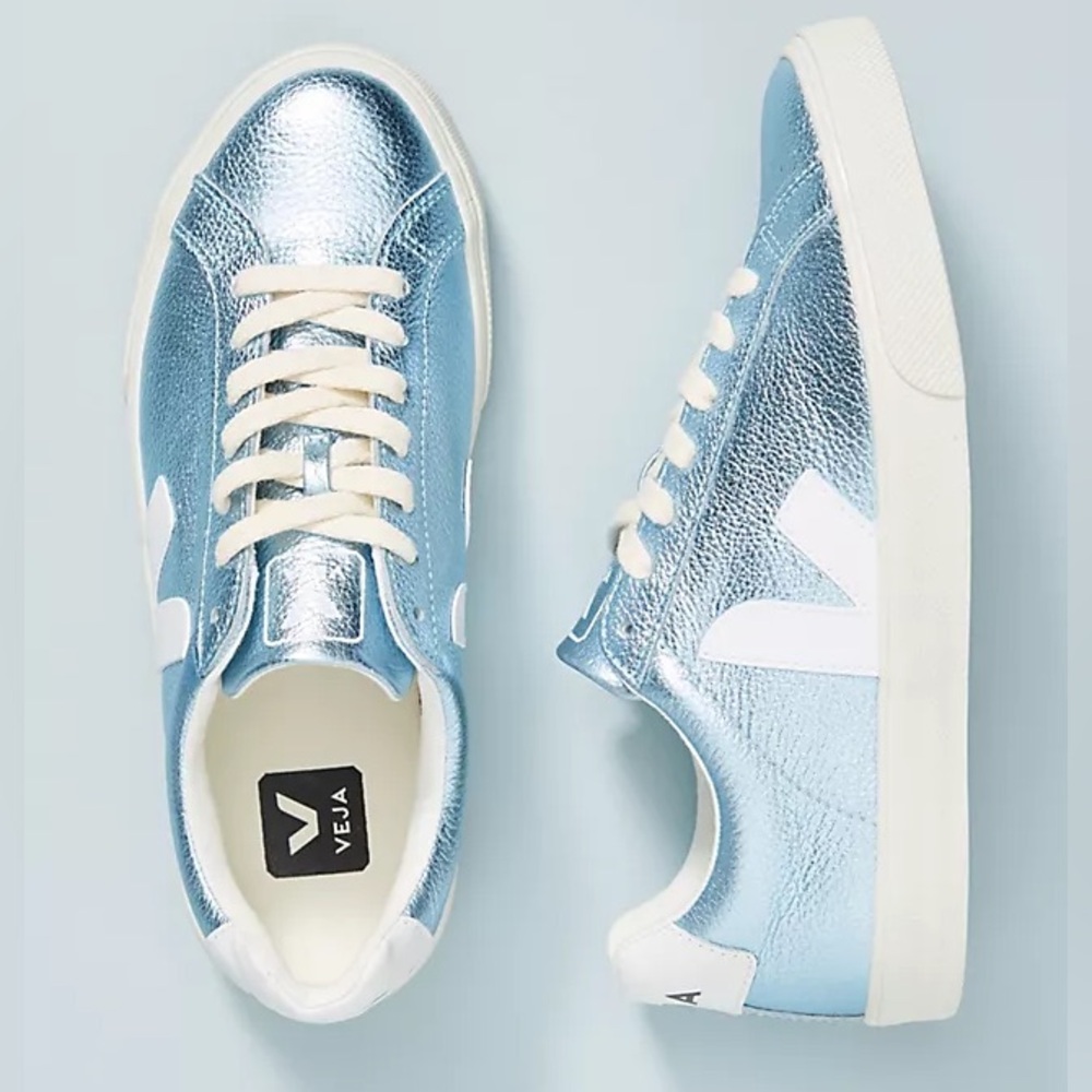 Veja Shiny Metallic Blue and White Sneakers size 7